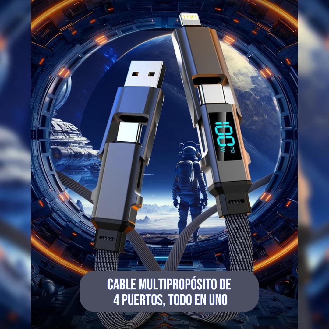 Cable 4-en-1 de 240W con pantalla LED de potencia